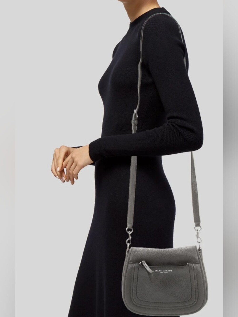 Marc Jacobs Empire City Messenger Bag Charcoal Pebbled Leather